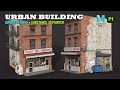 Urban building  autodesk maya  substance 3d painter