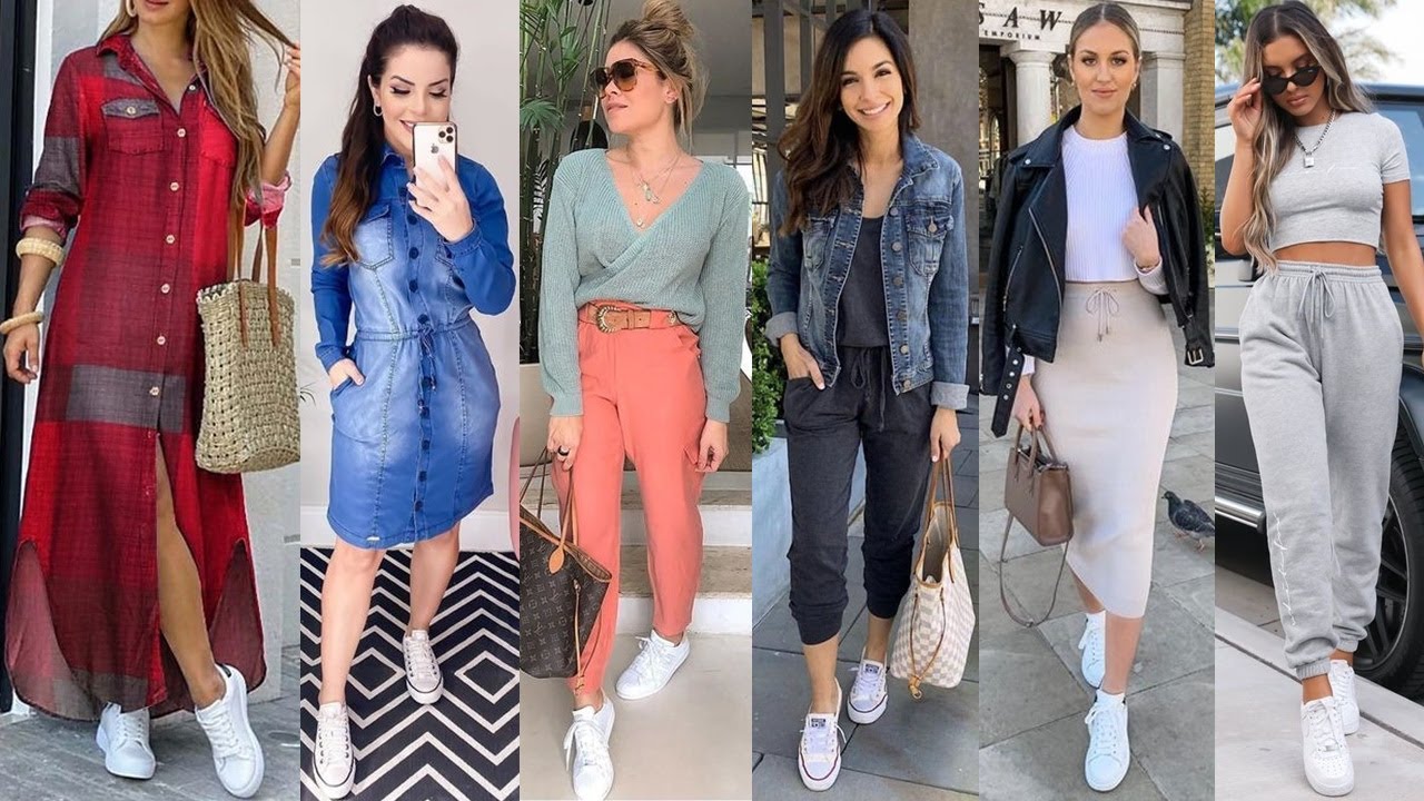 OUTFIT DE MODA 2021 CON ZAPATILLAS DEPORTIVAS BLANCAS/IDEAS PARA COMBINAR TENIS  BLANCOS EN TUS LOOKS - YouTube