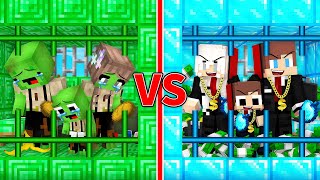 Mikey Family EMERALD Prison vs JJ Family DIAMOND Prison in Minecraft (Maizen)