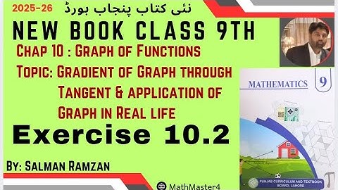 Class  9th | New Book Math 2025 | PCTB | Exercise 10.2 | Gradient through graph Tangent 
