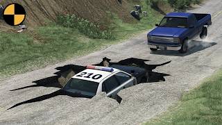 Cars Driving Through a Sinkhole | BeamNG Drive