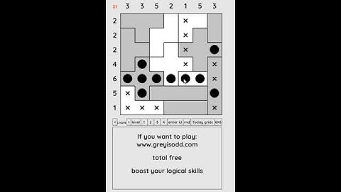Grey is Odd - Today grids. Solution level 3 7X7 dated 09-04-2024 #logicpuzzles #logicgames  #games