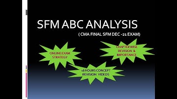 SFM ABC ANALYSIS !! CMA FINAL DEC 21 EXAM !! REVISION VIDEO !! IMPORTANT CHAPTER FOR NEW PATTERN