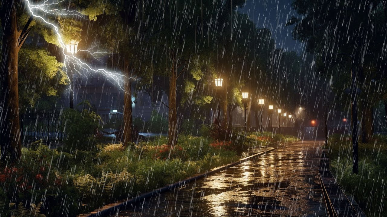 Sonido de lluvia cuando paseo en parque - Ruido blanco por la noche ...