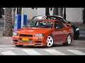 Supercars in puerto banus january 2024  tokyo drift with a gtr r34