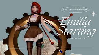 Emilia Starling (Turnaround) - Character Modeling (ZBrush, Substance, Maya)