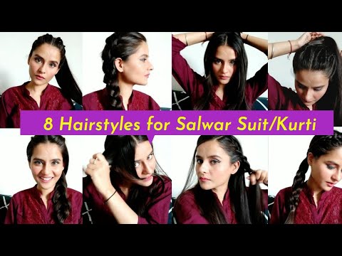 4 Easy & Quick Kurti Saree and Salwar suit Hairstyles | Indian dress and  Long Hair Hairstyle - YouTube