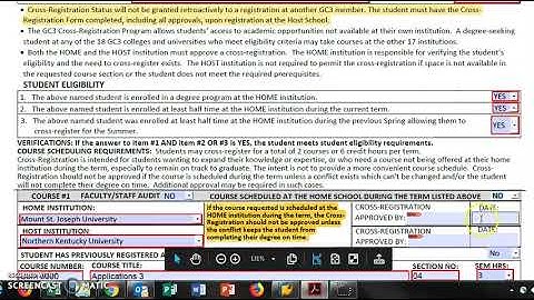 GC3 Institutions Completing the Cross-Registration Form