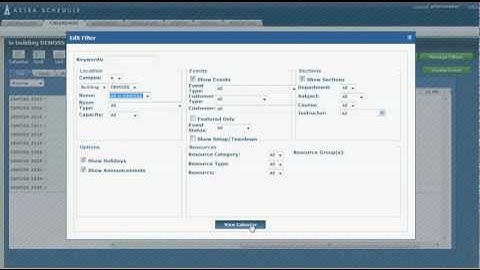 Setting up Filters in Astra Schedule