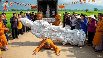 Tượng Quan Âm Bất Ngờ Ngã Đè Lên Sư Thầy Trong Lễ Rước – Phản Ứng Của Đám Đông Khiến Tất Cả Rợn Gáy