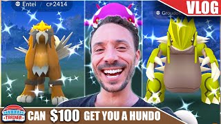 CAN $100 GET A HUNDO - THE SHINY ENTEI RAID GRIND BEGINS | Pokémon GO VLOG