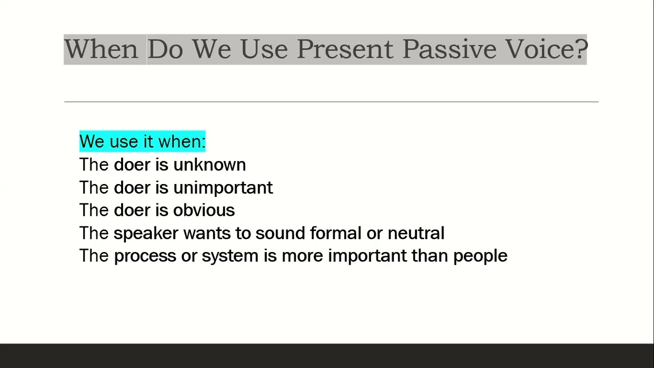 O/L English Passive voice - Present Tense