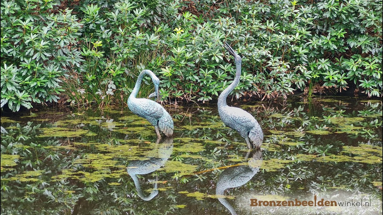 Grote kraanvogels in brons | Bronzen Beelden Winkel