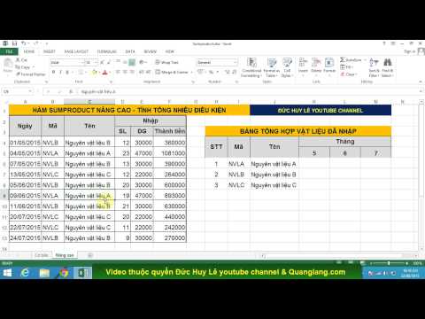 Cách dùng hàm Sumproduct trong Excel