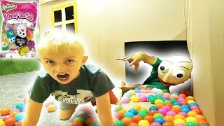 Baldi's Basics In Real Life Box Fort Ball Pit Squish-Dee-Lish Mystery Toy Scavenger Hunt!