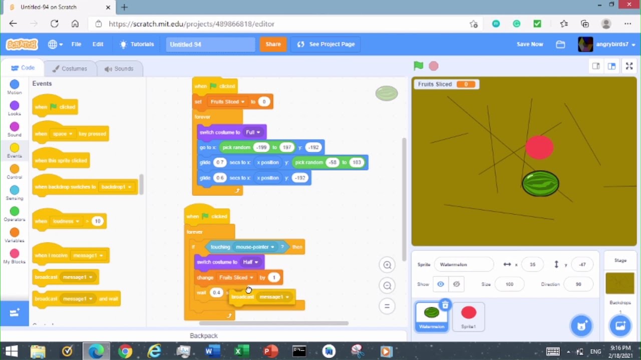How to create a fruit ninja game on Scratch