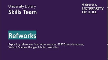 RefWorks 3 Exporting from: EBSCOhost databases; Web of Science; Google Scholar; Websites