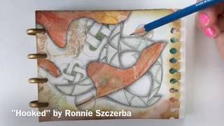 Zentangle Art ~ Tangle Pattern "Hooked" Lesson 9