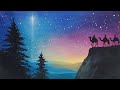 Wise Men Christmas Night Landscape Acrylic Painting LIVE Tutorial