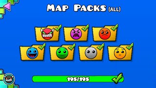 ALL MAP PACKS LEVEL | GEOMETRY DASH 195 Levels All Coin / 65 Map Packs