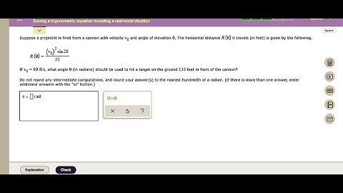 [Math] Solving Trigonometric Equation Modeling a Real-World Situation Suppose a projectile is fired