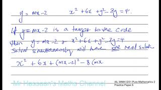 [8] (CAIE P1) Edexcel P2 new  Practice Paper A IAL,  Q10 Circle Geometry