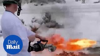 Kentucky man clears snowy driveway with flamethrower