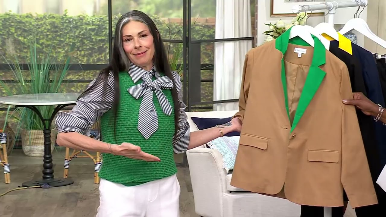 by Stacy London Color Blocked Cotton Blazer on QVC