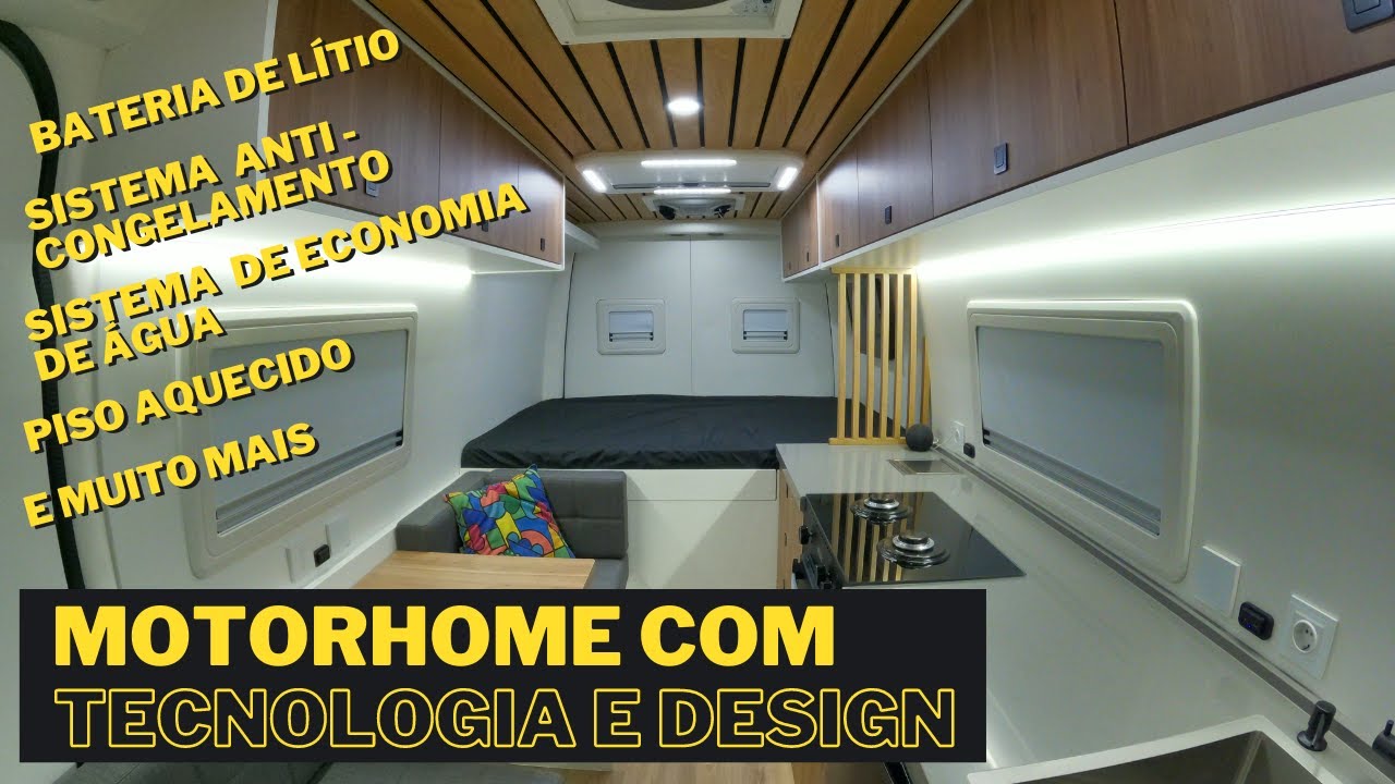 TOUR NO MOTORHOME SPRINTER com Bateria de lítio LiFePO4, piso aquecido, sistema anti-congelamento