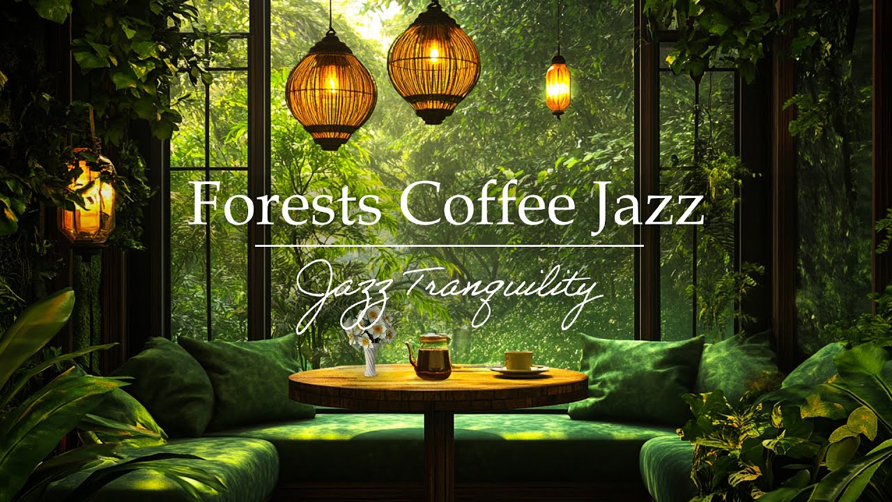 Forest Café Ambience ☕ Smooth Jazz to Start Your Day & Soothe Your Soul