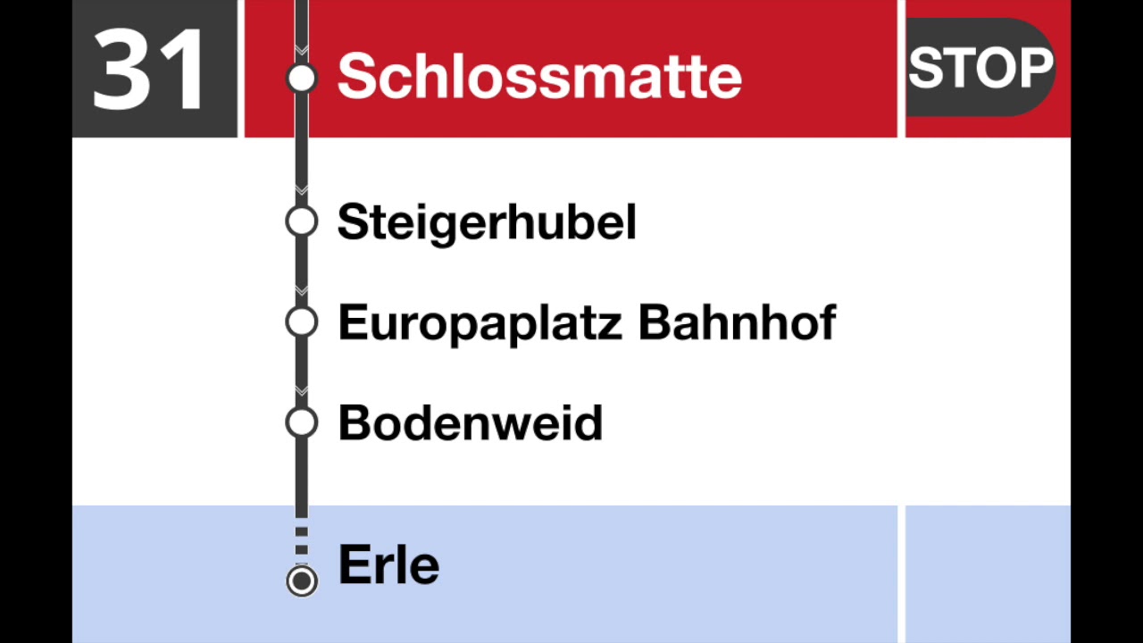 SVB/Bernmobil Ansagen • Bus 31 • Brunnadernstrasse – Europaplatz – Bümpliz Süd – Niederwangen Erle