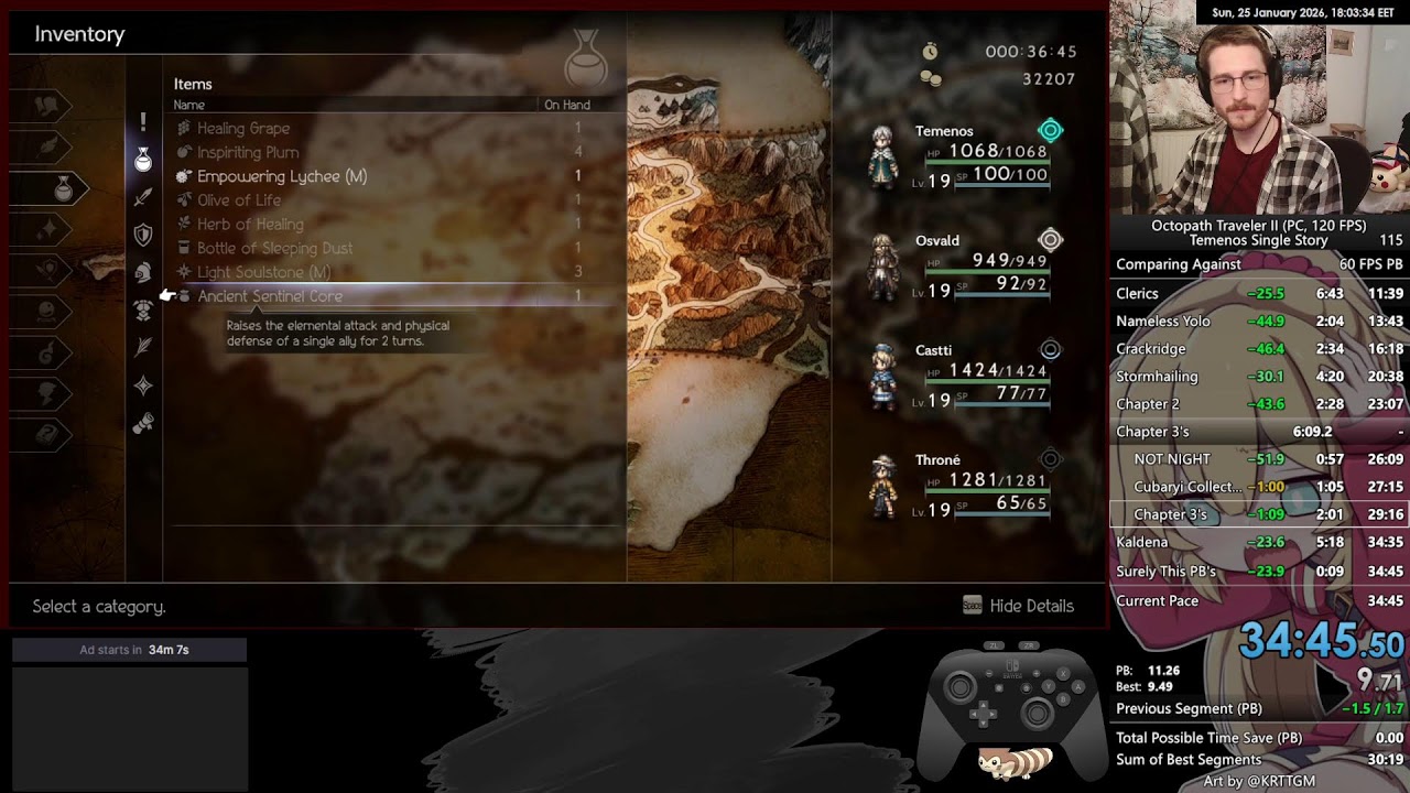 Temenos single story speedruns (same but in 120fps because my 60fps pb is now better than 120fps pb)