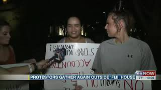 Second night of protests outside "Fiji" fraternity house at UNL