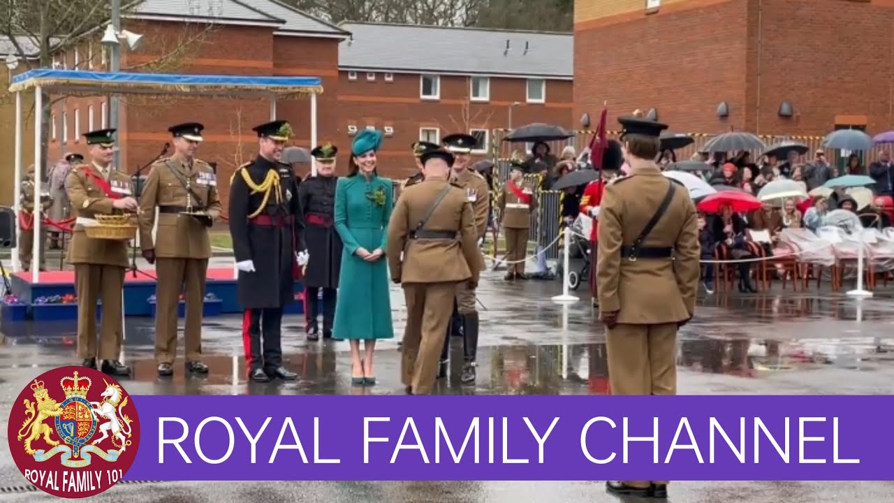 Princess of Wales hands out sprigs of shamrock in Aldershot on St Patrick’s Day.