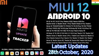 28th Oct. MIUI 12 Update Tracker ft. Redmi Note 8, Redmi 7/8, Note 9 Pro, Poco M/C/F Series |2020 🔥🔥