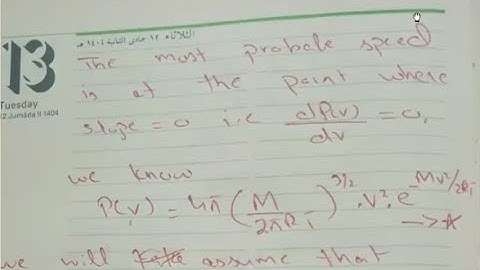 Most Probable Speed (Applied Physics Lecture 13, Part 2/2)