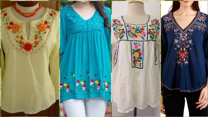 printed/embroidered White tunic tops and casual wear shirts collection for  girls 