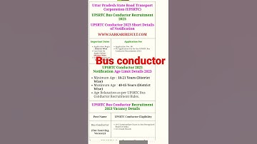 UPSRRTC bus conductor #sarkariresult @Governmentjob1M #government #shorts