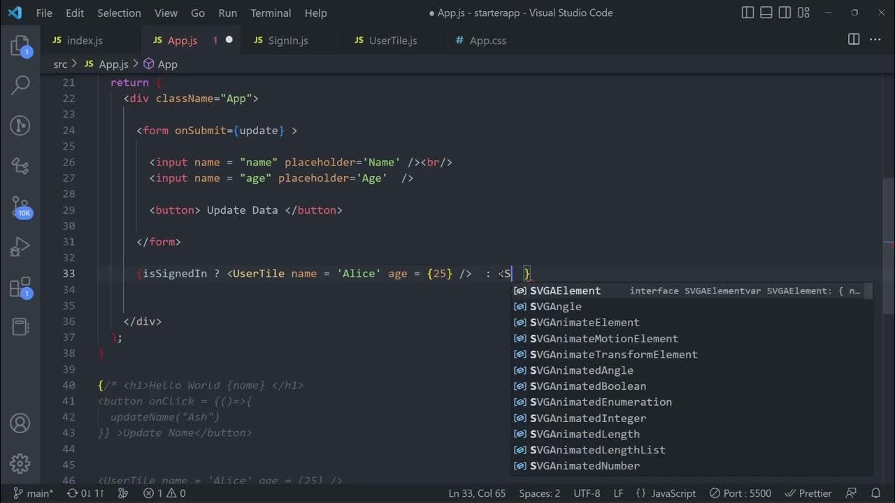 React course for beginners 2023 7 ternary operators and
