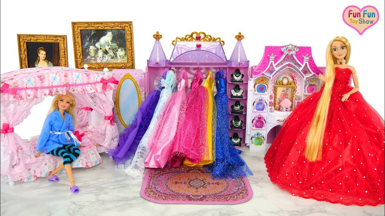 Princess Barbie  Rapunzel  Bedroom Morning Dress up Putri 
