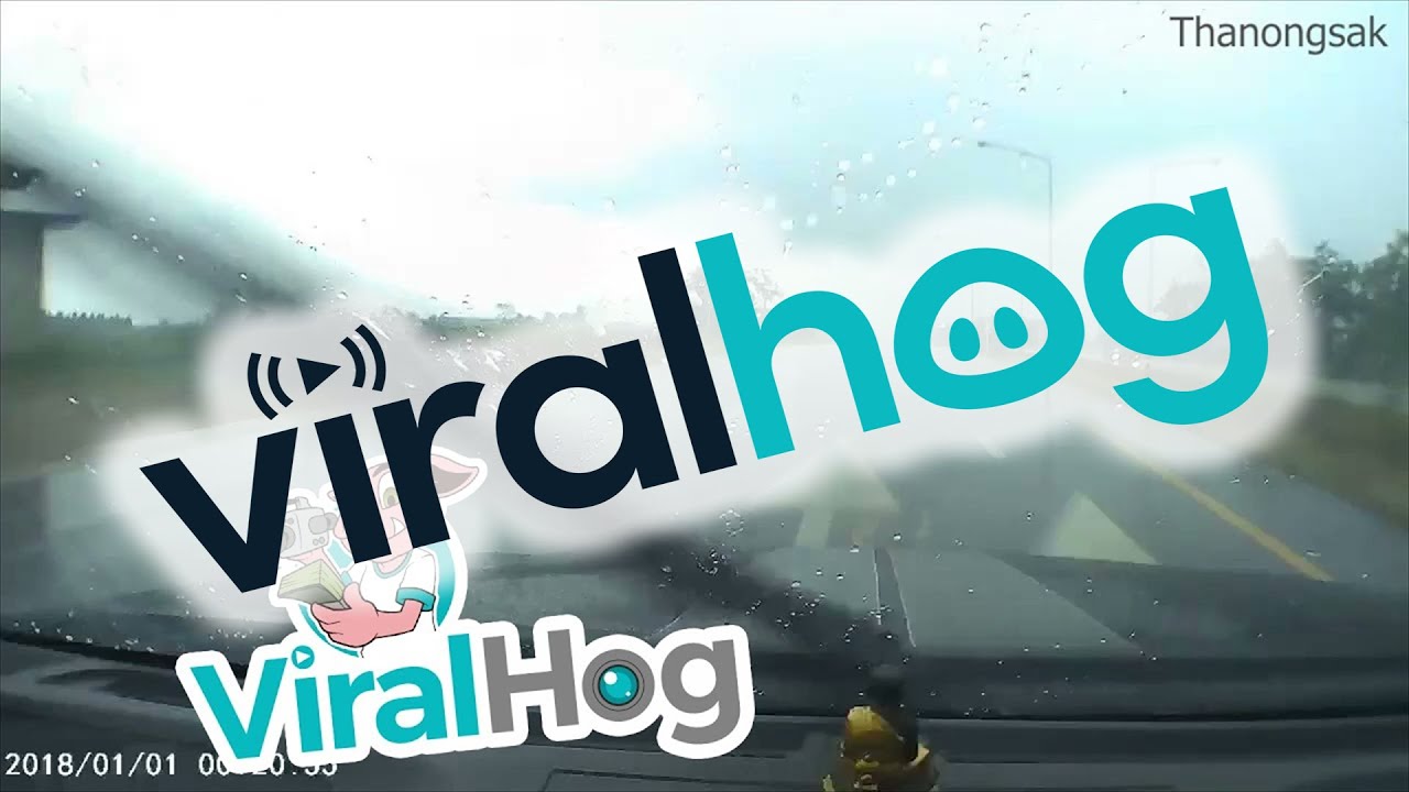 Speeding Truck Hydroplanes across Highway || ViralHog