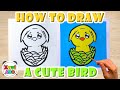 How To Draw A Cute Bird Mix Egg Shape | Painting Bird by Acrylic On Canvas | Coloring Page For Kids