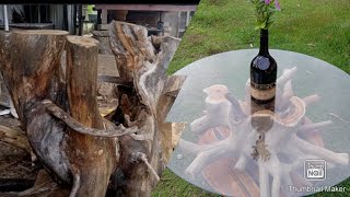 limbah akar kayu jati || Wood root GLASS table