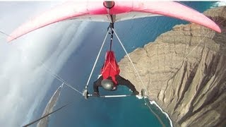 Scariest takeoff and most beautiful flight, hang gliding Lanzarote  Mirador del Rio