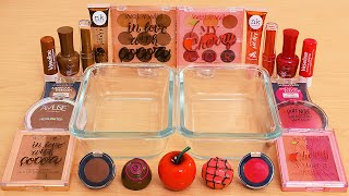 Chocolate vs Cherry Slime ASMR - Mixing Makeup Eyeshadow Into Slime!