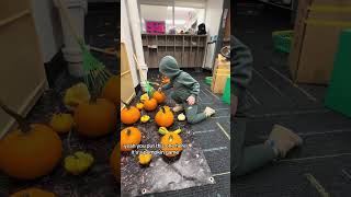 Step into our preschool classroom transformed into a vibrant pumpkin patch! 🍂🎃 Watch as my son