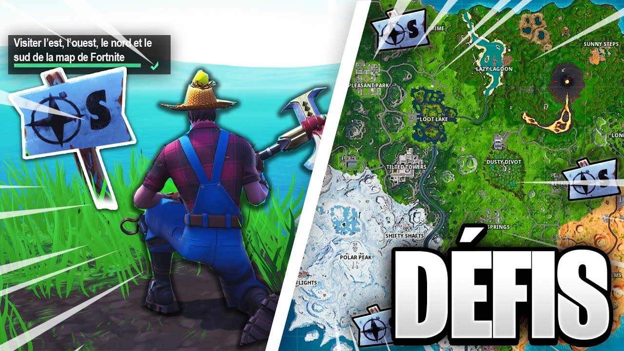 visiter les points les plus au nord au sud a l est et a l ouest de l ile semaine 2 saison 8 - fortnite nord sud est ouest