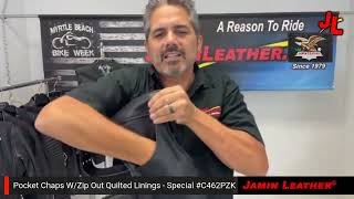 C462PZK - Leather Pocket Chaps W/Stretch Thigh & Zip Out Lining