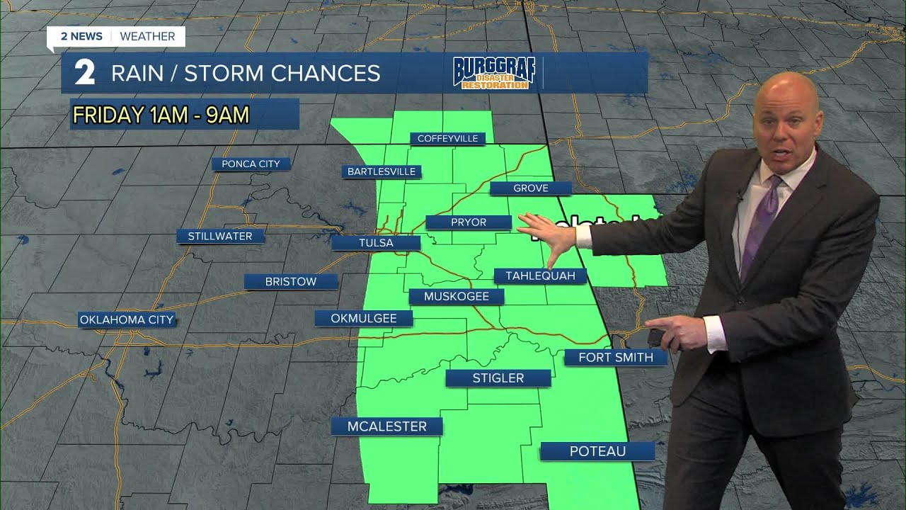 Slight storm chance Thursday night into Friday morning - YouTube