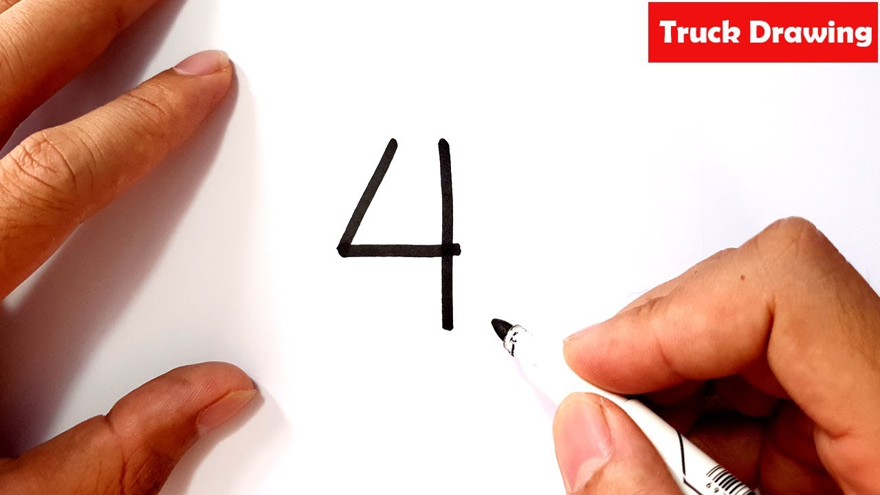 How To Draw A Truck From Number 4 - YouTube